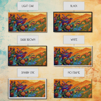 Rabbit Flowers, Fantasy, Autumn, Framed Canvas Print, Whimsical Fall Wall Art, Nursery Decor, Woodland Animal Art, Boho Autumn Style