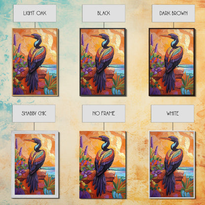 Bird, Tropical, Nature, Colorful, Framed Canvas Print, Exotic bird painting with vivid feathers, ideal eclectic living room wall art