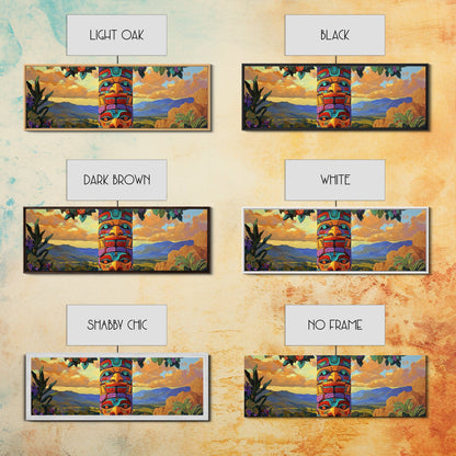 Totem Pole Art, Southwest Style, Desert Sky, Framed Canvas Print, Native Inspired, Living Room Wall Art, Cultural Landscape