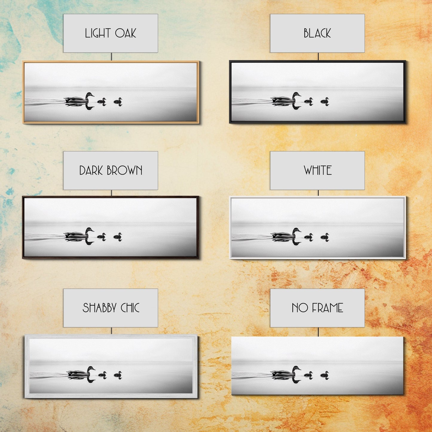 Duck Family, Serene Water, Peaceful Reflections, Canvas Print, Minimalist Animal Art, Nursery Wall Art, Calm Lake Photography