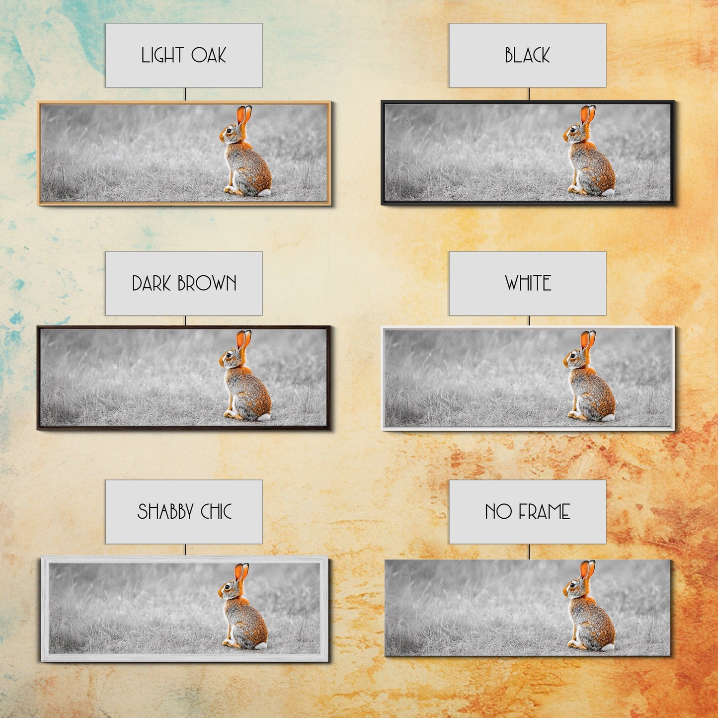 Orange Rabbit, Grass Field, Whimsical Nature, Framed Canvas Print, kids room wall art, nursery animal print, neutral nursery, woodland boho