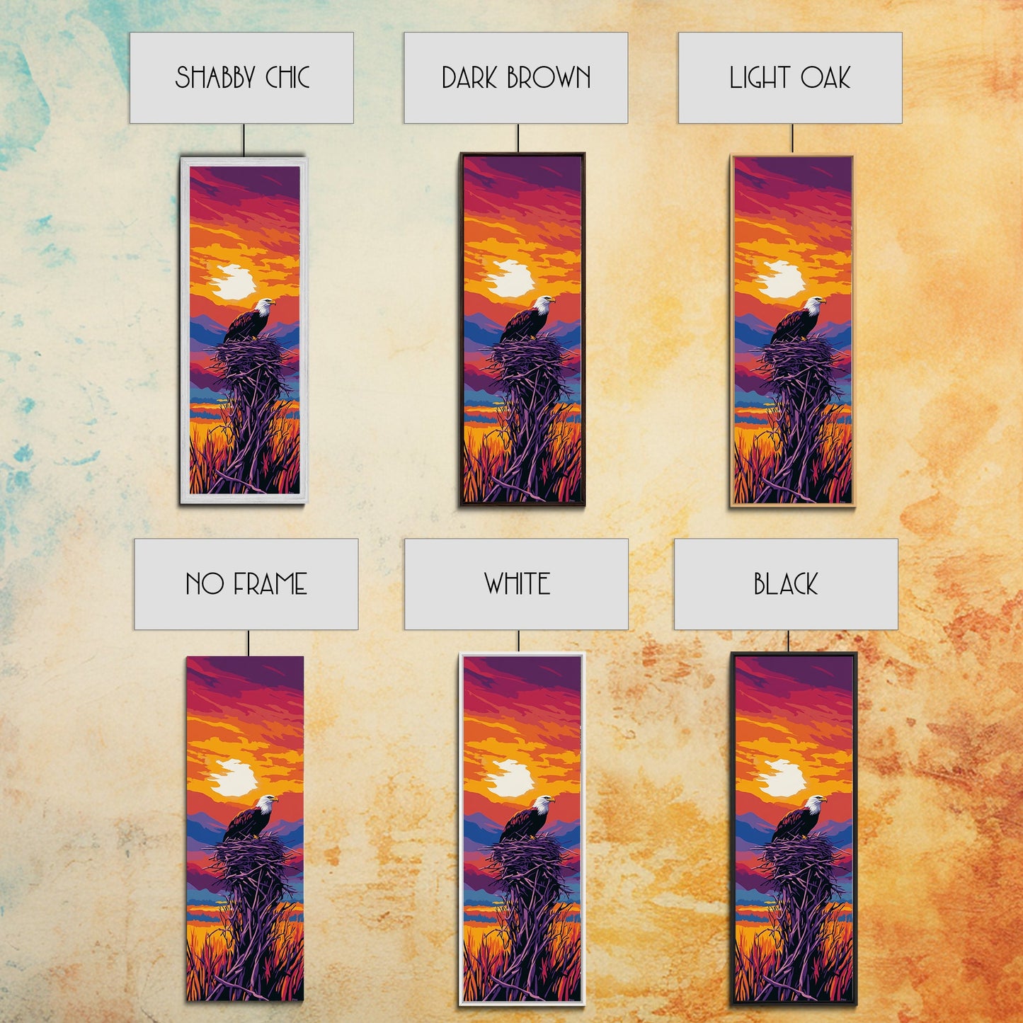 Vibrant Sunset Eagle, Canvas Print, bird art, landscape painting, moody art, rustic décor, southwest wall art, pine tree art, gift idea him