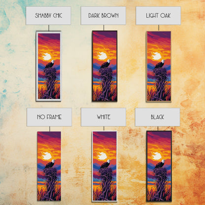 Vibrant Sunset Eagle, Canvas Print, bird art, landscape painting, moody art, rustic décor, southwest wall art, pine tree art, gift idea him