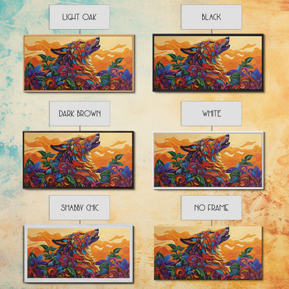 Howling Wolf, wolf painting, southwestern wall art, dark romance painting, framed canvas print, moody art, above bed wall art