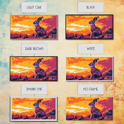 Jackrabbit, desert wildlife, rustic nature art, whimsical animal painting, boho decor, southwest wall art, framed canvas print