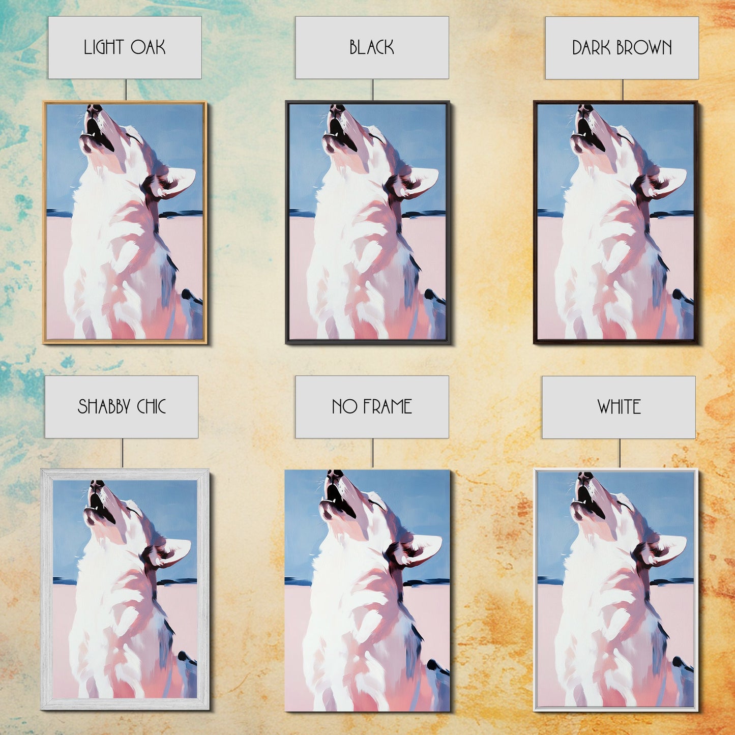 Howling Wolf, moody art, rustic decor, southwest wall art, zen wall art, framed canvas print, wabi sabi art, forest painting