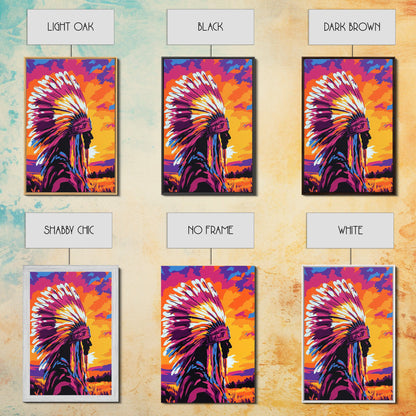 Native American Art, Bold Color Painting, Southwest Wall Art, Framed Canvas Print, Rustic Decor, Moody Art, Extra Wide Art, Gift Idea