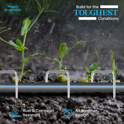 Landscape Staples - Heavy Duty 11 Gauge Galvanized U-Shaped Sod Pins for Weed Barrier and Landscaping