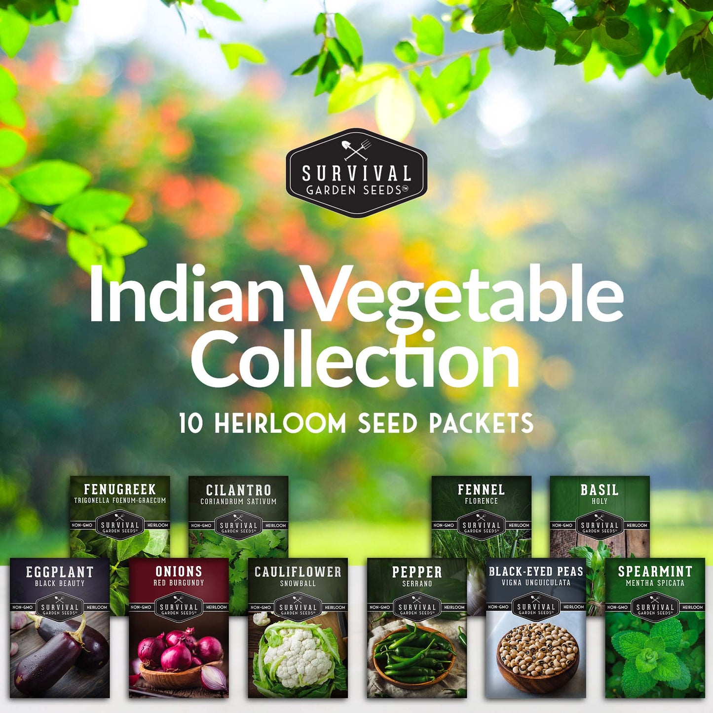 Indian Vegetable Seed Collection – 10 Heirloom Non-GMO Seeds for Authentic Indian Cuisine and Home Gardens