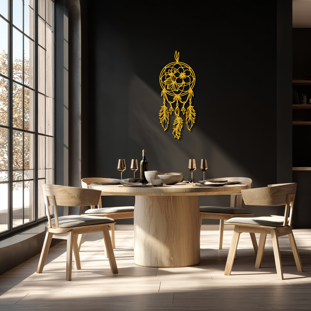 Dreamcatcher Metal Wall Art - Boho-Inspired Steel Wall Decor - KAF113