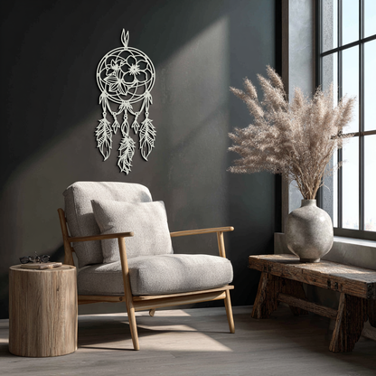 Dreamcatcher Metal Wall Art - Boho-Inspired Steel Wall Decor - KAF113