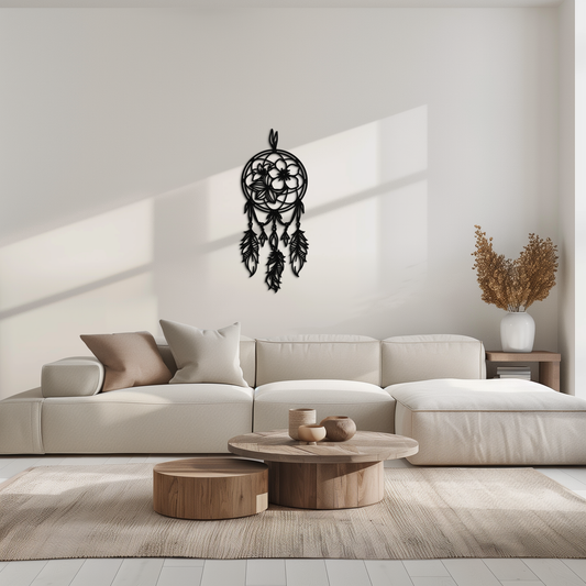 Dreamcatcher Metal Wall Art - Boho-Inspired Steel Wall Decor - KAF113
