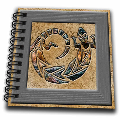 3dRose Spiritual Awakenings Native American - Native American art in brown tones with tribal lizard in brown marble print tones, designer original - Drawing Books (db_150938)