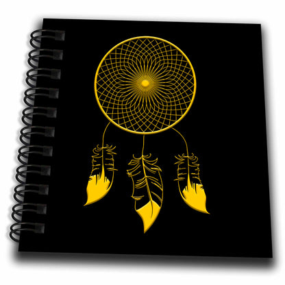 3dRose Three-feather, web like native American dreamcatcher. Yellow on... - Drawing Books (db_326151)