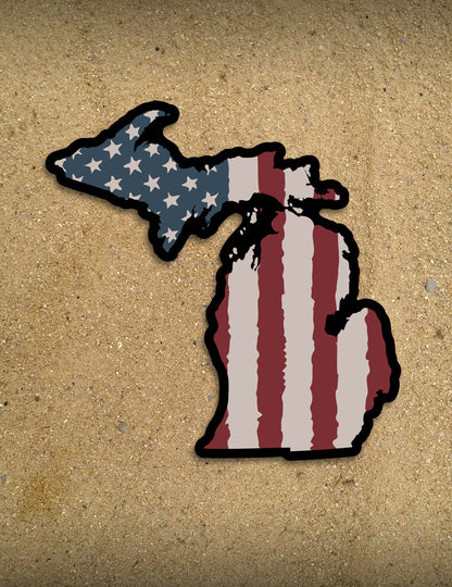 Old Glory - 4" Michigan Sticker