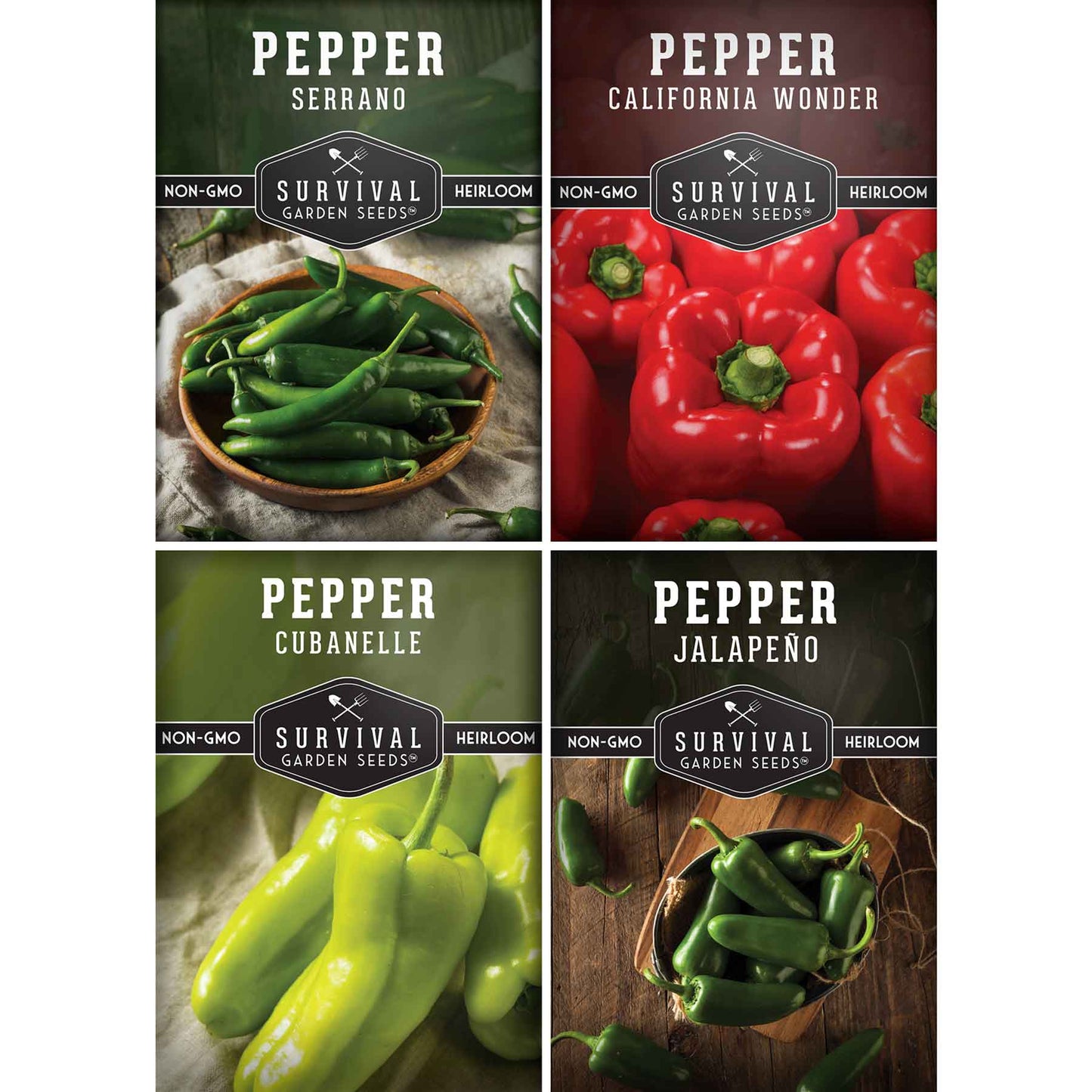 4 Pepper Seed Collection – Heirloom Non-GMO Hot & Sweet Peppers for Salsas, Roasting & Fresh Garden Harvests