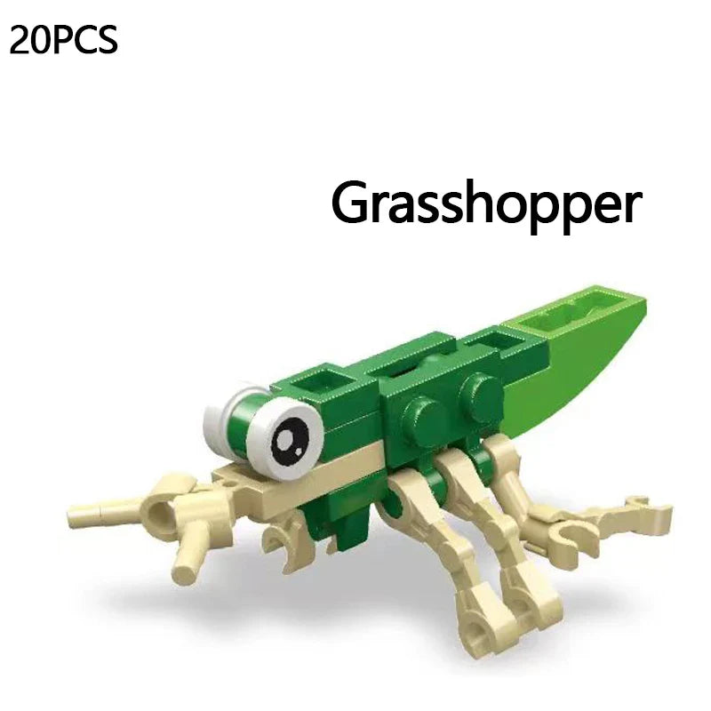 MEACAOFG Mini Insect Series Building Block Ladybug Dragonfly Butterfly Snail Wasp Mantis Beetle Bricks Toys Christmas Gifts For Children