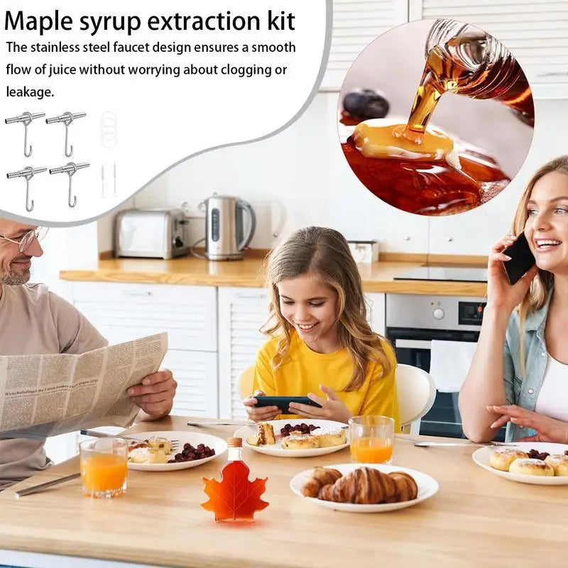 Spiles for Maple Syrup 4 Set Portable Trunk Faucet for Syrup Tree Sap Collection Drill Bits Steel Maple Tree Taps Spiles with