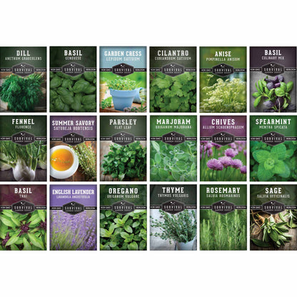 18 Culinary Herb Seed Collection – Heirloom Herbs for Cooking, Teas, Remedies & Year-Round Kitchen Gardens