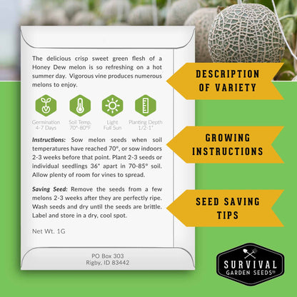 Melon Seed Collection – 6 Heirloom Varieties of Watermelon, Cantaloupe & Honeydew for High-Yield Summer Gardens