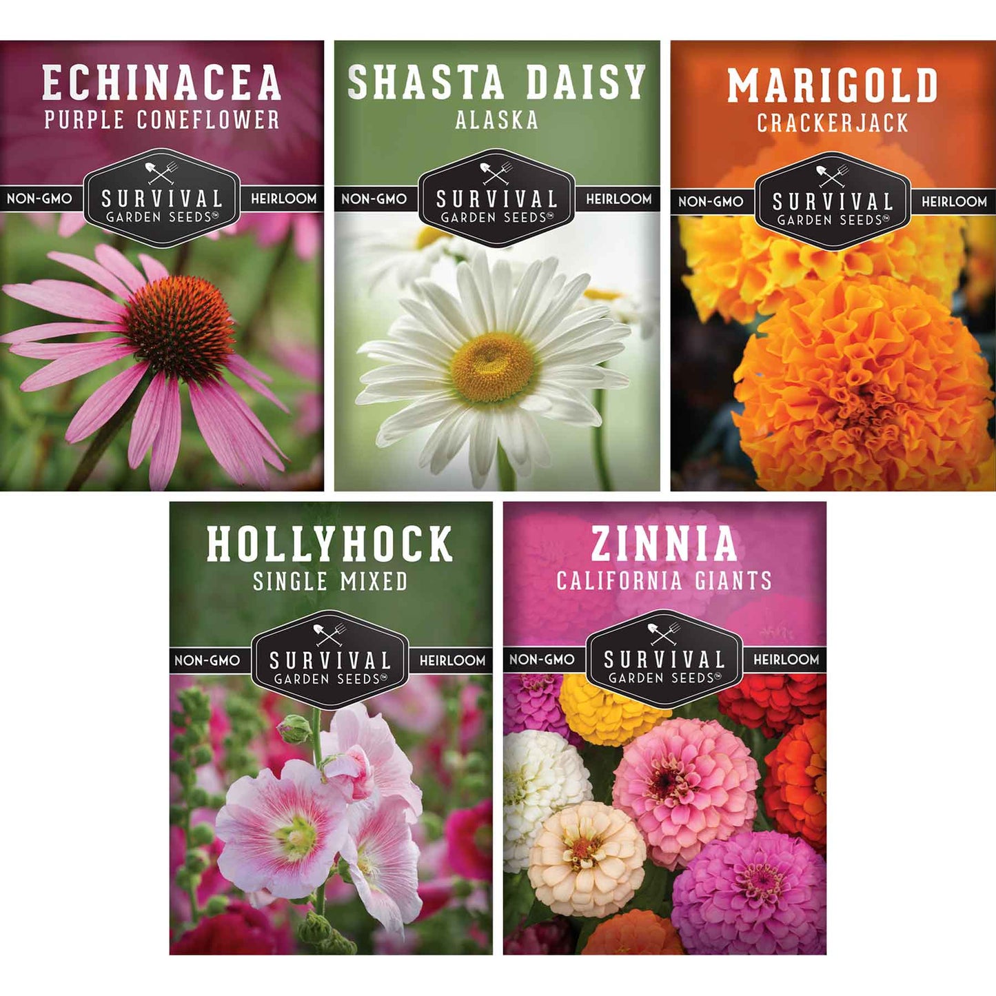 5-Variety Heirloom Flower Seed Collection – Non-GMO Annual & Perennial Blooms for Pollinator Gardens and Cut Arrangements