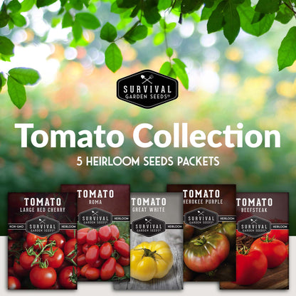 5 Tomato Seed Collection – Assorted Heirloom & Garden Favorites for Fresh Eating, Sauces & Preserving