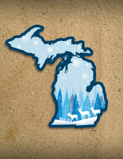 Winter Deer - 4" Michigan Sticker