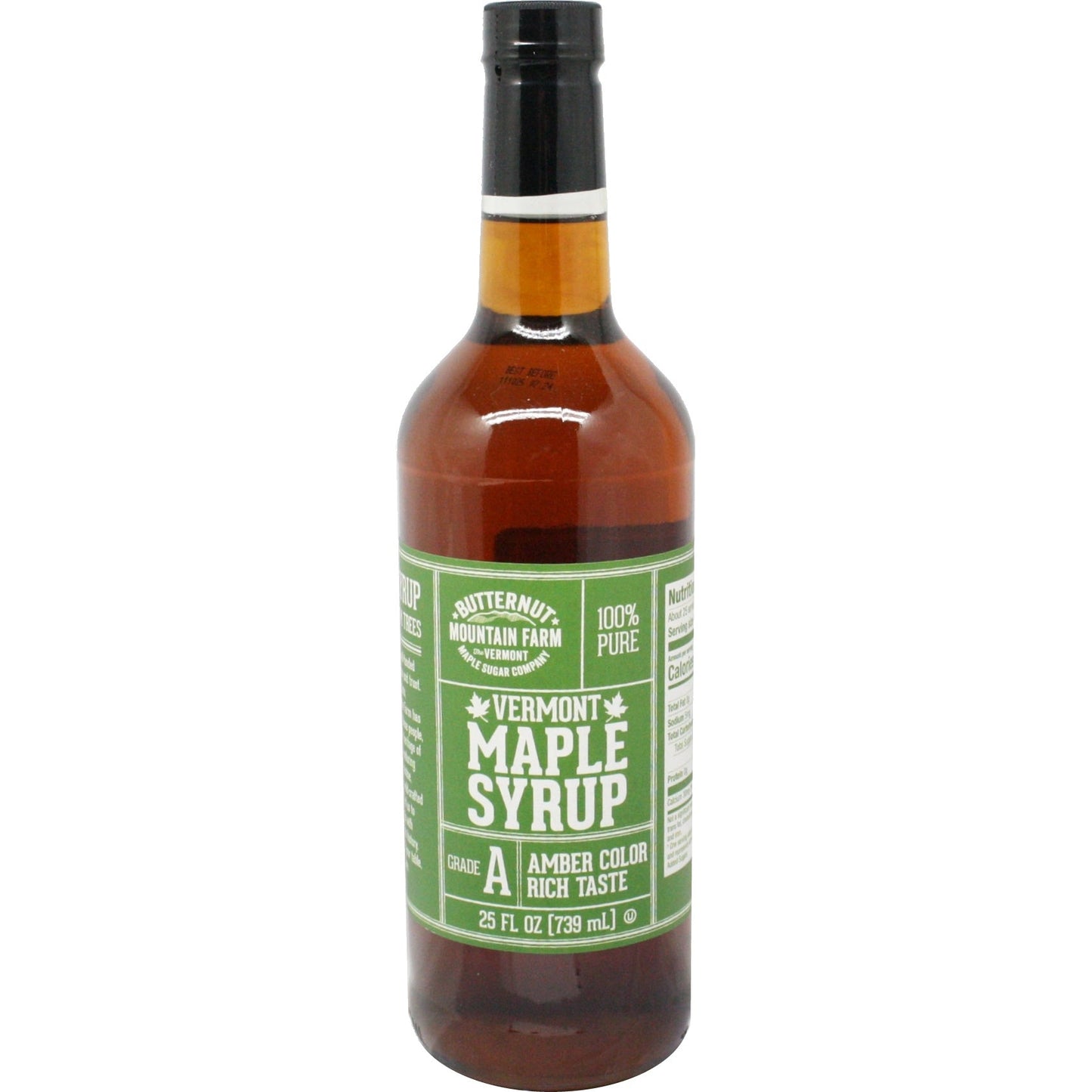 Vermont Maple Syrup Grade A Amber Color -  Round Bottle  - 25  Ounce