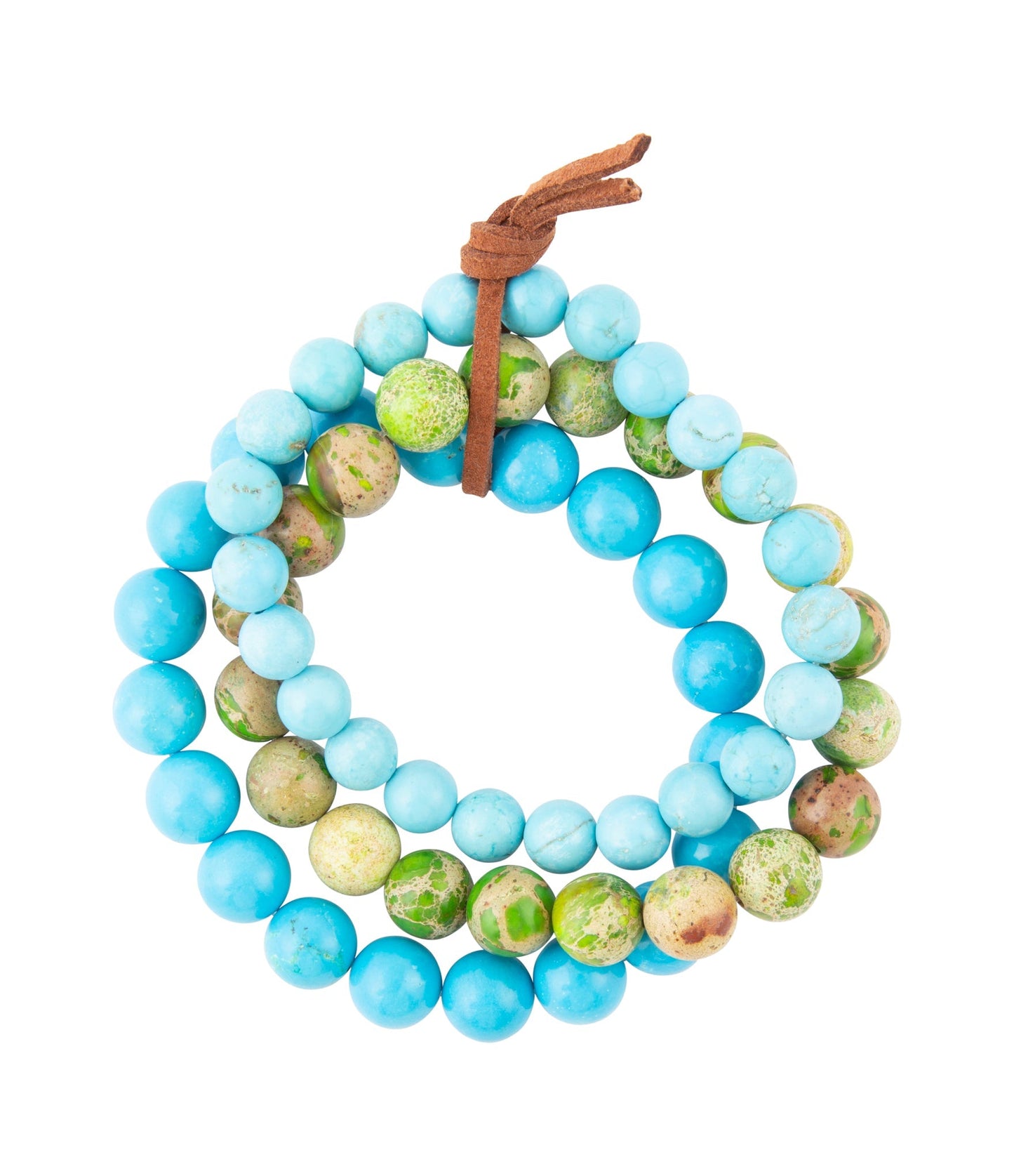 Fresh Twist Lime and Blue Turquoise Stack Bracelet Set