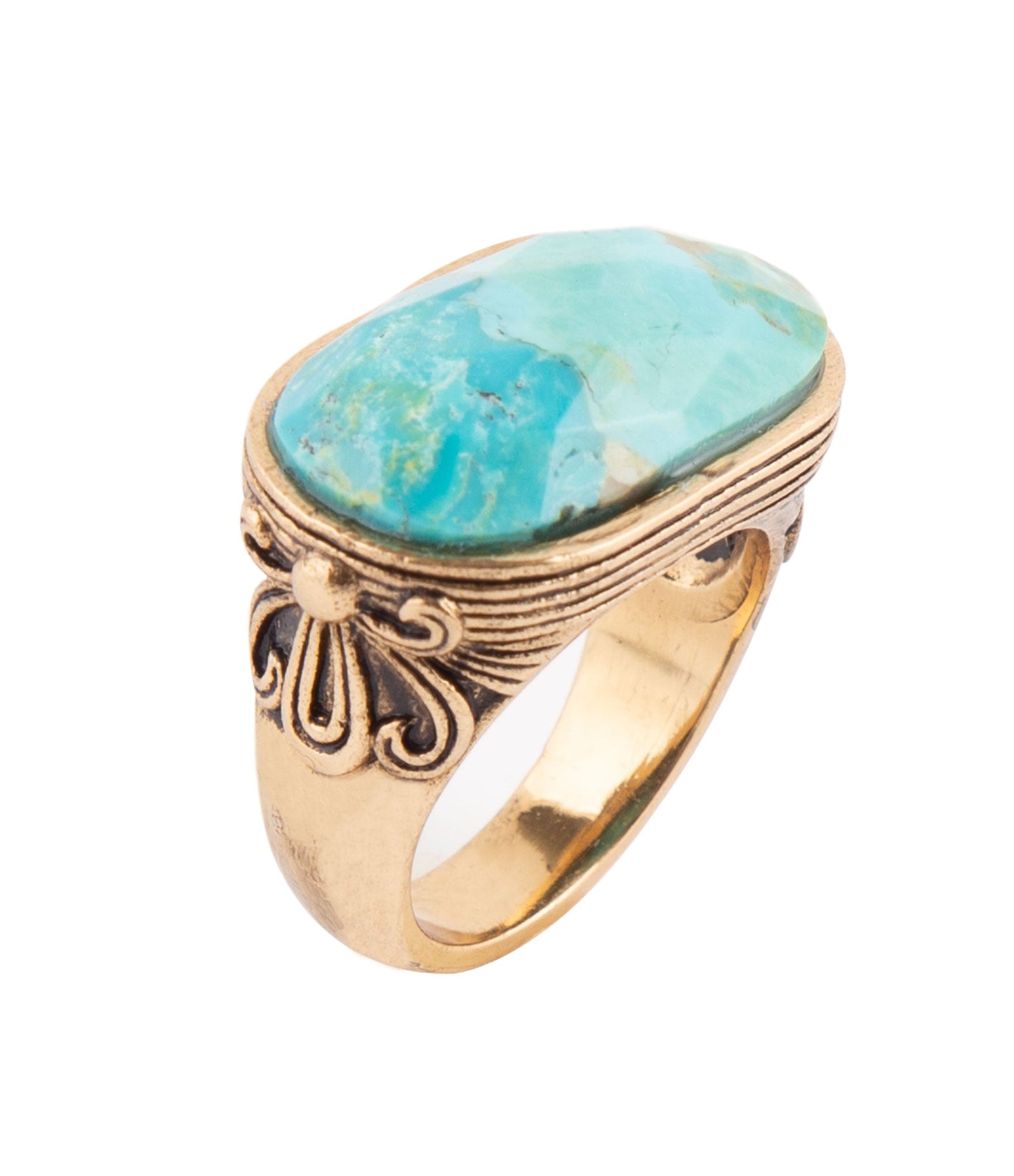 Blue Turquoise Oval Statement Ring