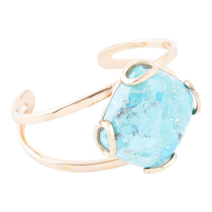 Blue Turquoise Rhombus Statement Cuff Bracelet