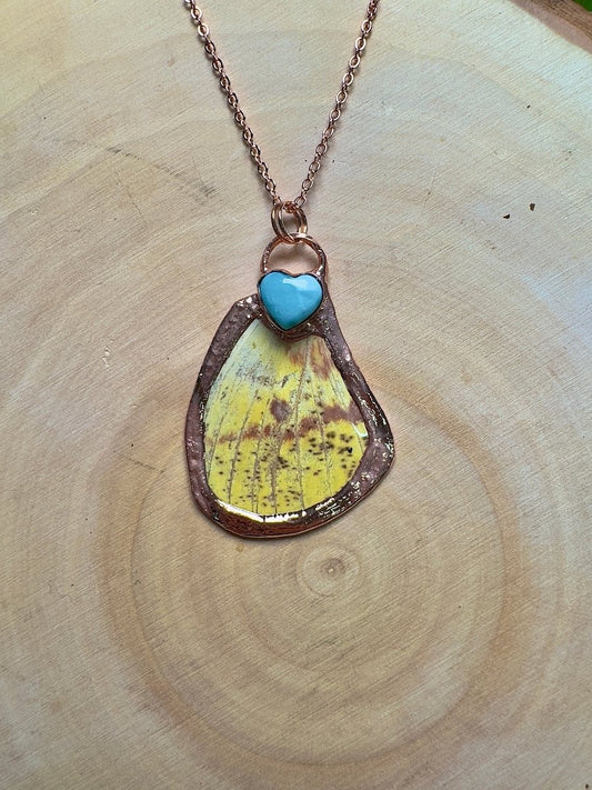 Butterfly Wing and Larimar Heart Necklace
