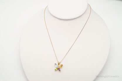 Ross Simons Multi Gemstone Butterfly Gold Vermeil Sterling Silver Necklace
