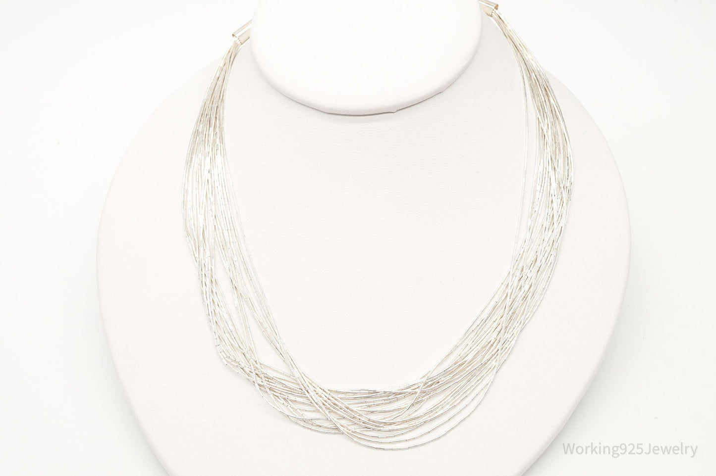 Vintage Native American Sterling Silver Bead Necklace