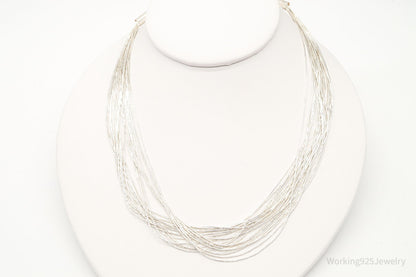Vintage Native American Sterling Silver Bead Necklace