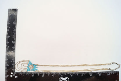 Vintage Native American Blue Turquoise Bead Sterling Silver Necklace