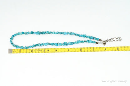 Vintage Native American Shop QT Turquoise Sterling Silver Bead Necklace