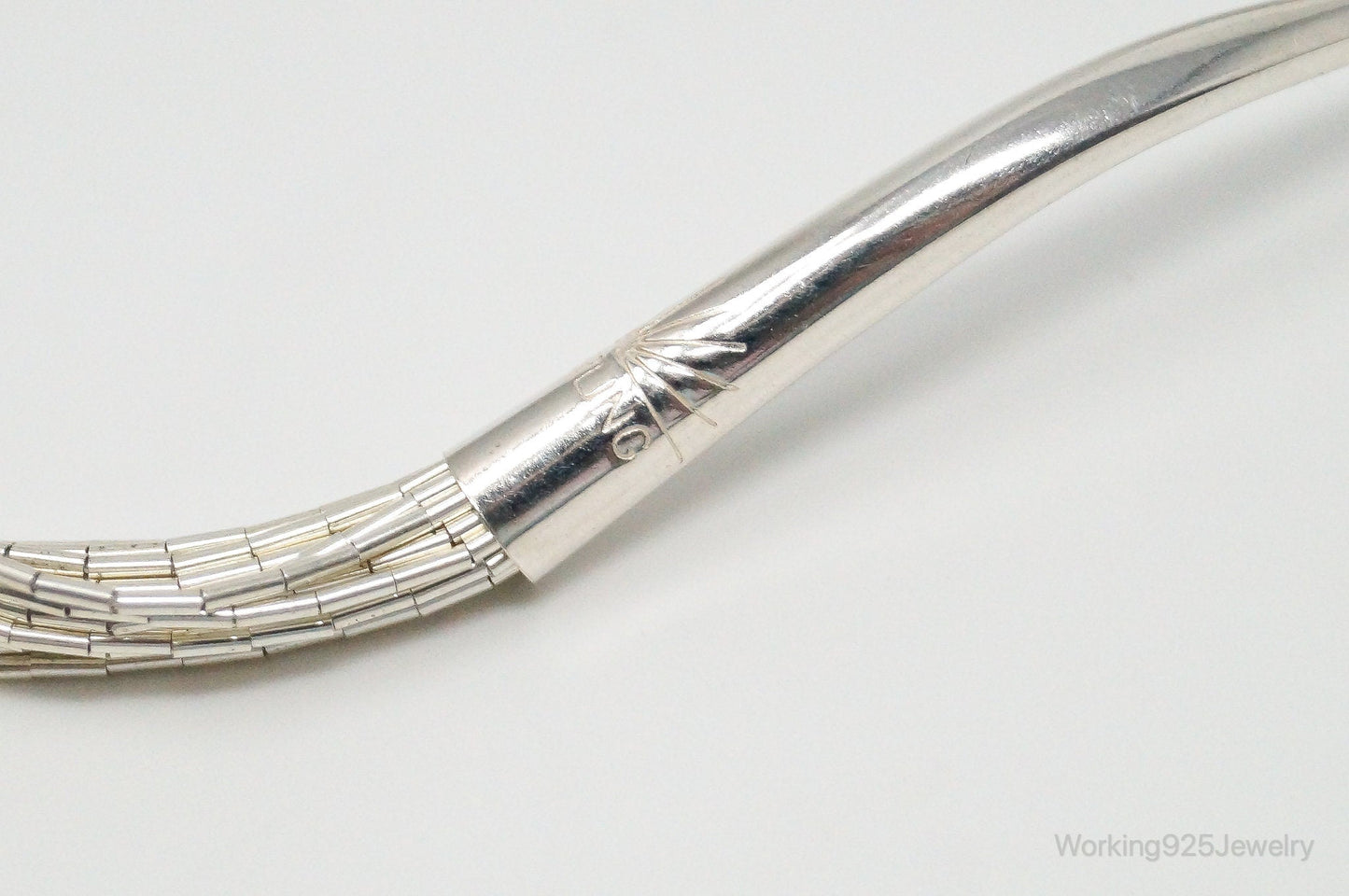 Vintage Native American Running Bear Shop Sterling Silver Bead Necklace