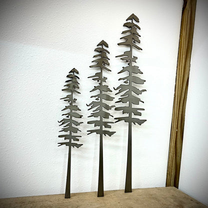 DISCOUNTED - XL Raw Steel Pine Trees - Wall Art