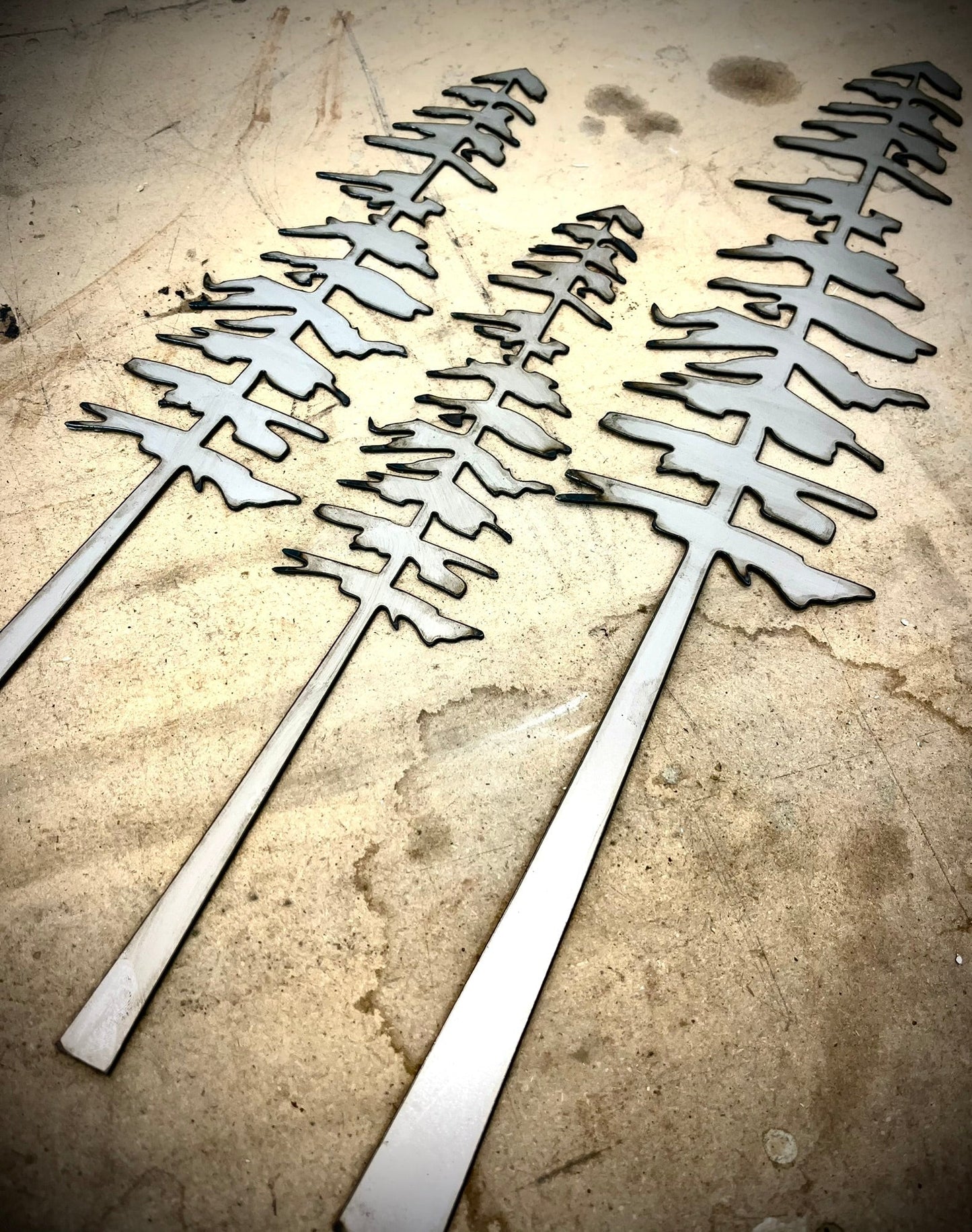 DISCOUNTED - XL Raw Steel Pine Trees - Wall Art