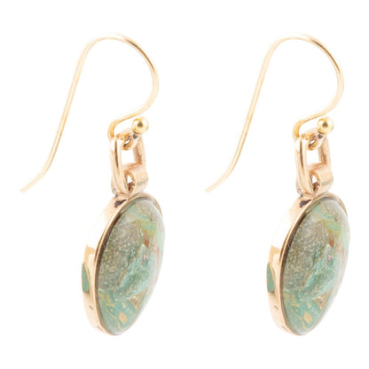 Drops of Blue Turquoise Golden Bronze Drop Earrings