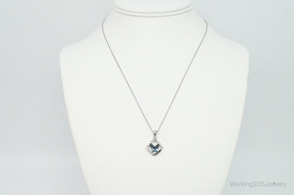 Blue Crystal Cubic Zirconia Butterfly Sterling Silver Necklace