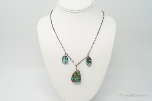 Vintage Native American Unsigned Turquoise Sterling Silver Necklace
