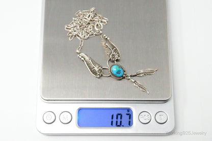 Vintage Native American Unsigned Turquoise Sterling Silver Necklace