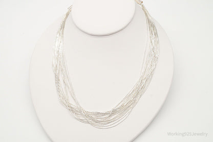 Vintage Native American Sterling Silver Bead Necklace