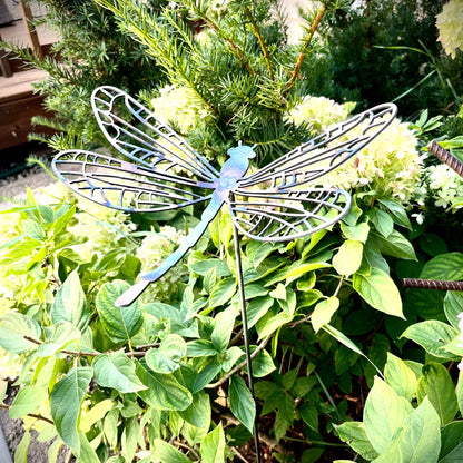 Flame Painted Steel Dragonfly Yard Stake