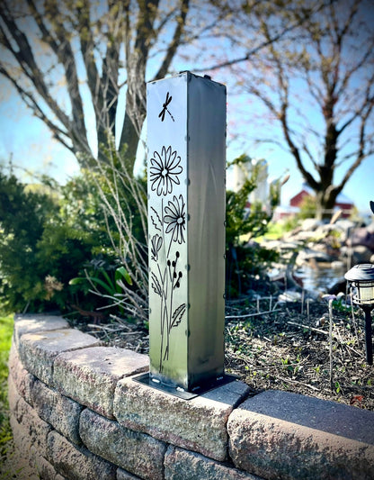 Glowing Daisies Luminary Pillars w/ Solar Cap