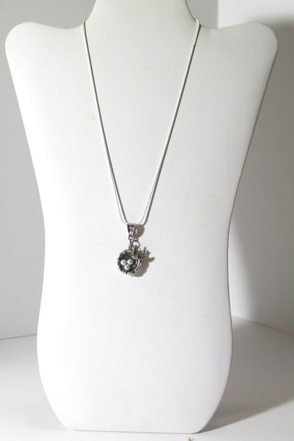 Mama Bird and Nest Pendant on Silver Chain, Gift For Her, Valentines Gift, Girlfriend Gift, Gift For Mom, Bird Nest, Caretaker Gift