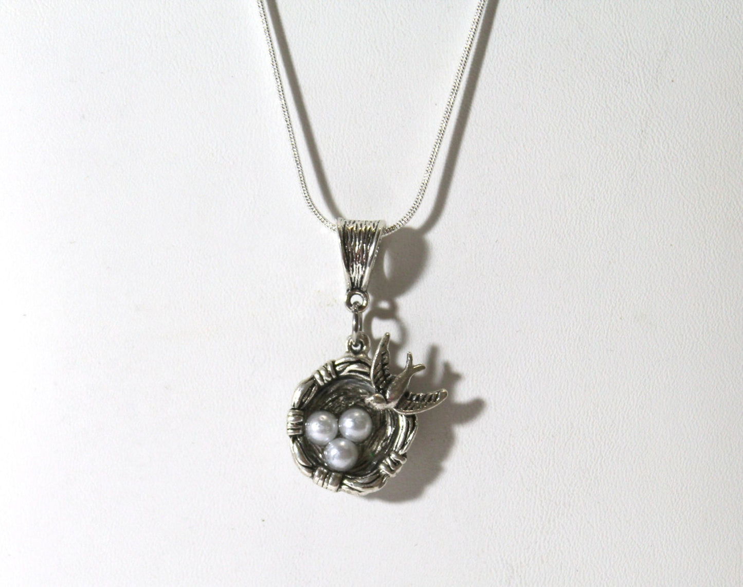 Mama Bird and Nest Pendant on Silver Chain, Gift For Her, Valentines Gift, Girlfriend Gift, Gift For Mom, Bird Nest, Caretaker Gift