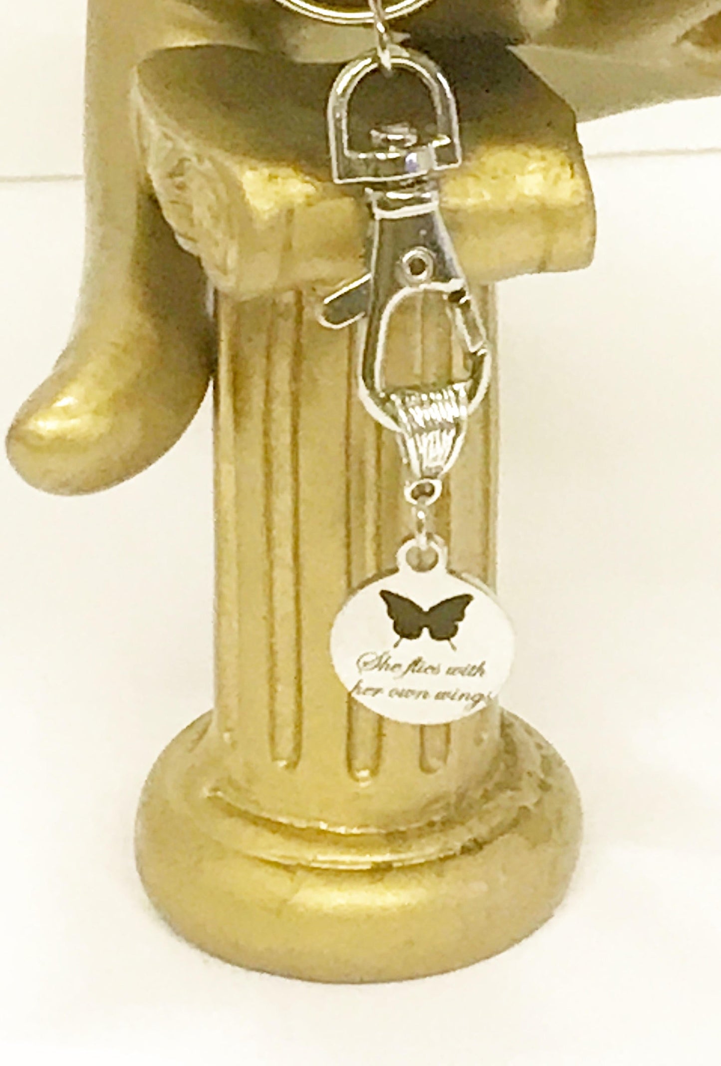 She Flies With Her Own Wings Butterfly Keychain, Encouragement Gift for Her, New Car Gift For Daughter, Going To College Gift, Motivational